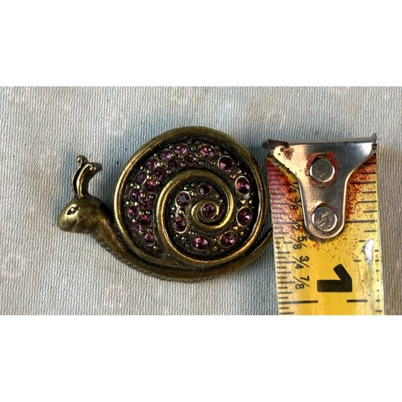 Snail Brooch Gold Toned Embellished with Purple Stones Estate VTG - Picture 4 of 6